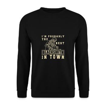 Lustiger Schmied Spruch & Schmieden - Unisex Pullover - Schwarz - Vorne - Alina (178cm) & Michal (187cm)