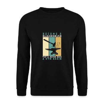 Lustiger Schmied Spruch & Schmieden - Unisex Pullover - Schwarz - Vorne - Alina (178cm) & Michal (187cm)