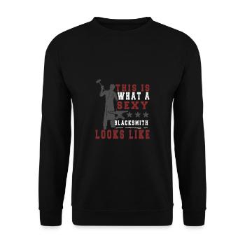 Lustiger Schmied Spruch & Schmieden - Unisex Pullover - Schwarz - Vorne - Alina (178cm) & Michal (187cm)