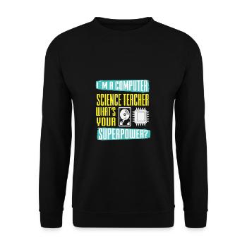 Lustiger Informatiker Spruch, Informatik - Unisex Pullover - Schwarz - Vorne - Alina (178cm) & Michal (187cm)