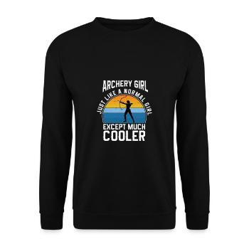 Lustiger Bogensport Spruch Bogenschießen - Unisex Pullover - Schwarz - Vorne - Alina (178cm) & Michal (187cm)