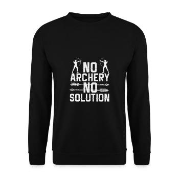 Lustiger Bogensport Spruch Bogenschießen - Unisex Pullover - Schwarz - Vorne - Alina (178cm) & Michal (187cm)