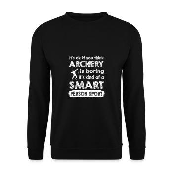 Lustiger Bogensport Spruch Bogenschießen - Unisex Pullover - Schwarz - Vorne - Alina (178cm) & Michal (187cm)