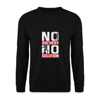 Lustiger Bogensport Spruch Bogenschießen - Unisex Pullover - Schwarz - Vorne - Alina (178cm) & Michal (187cm)