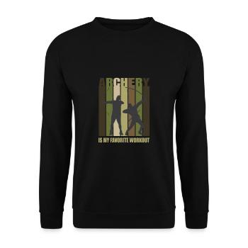 Lustiger Bogensport Spruch Bogenschießen - Unisex Pullover - Schwarz - Vorne - Alina (178cm) & Michal (187cm)