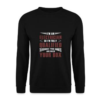 Lustige Elektriker Sprüche I Eliktriker - Unisex Pullover - Schwarz - Vorne - Alina (178cm) & Michal (187cm)