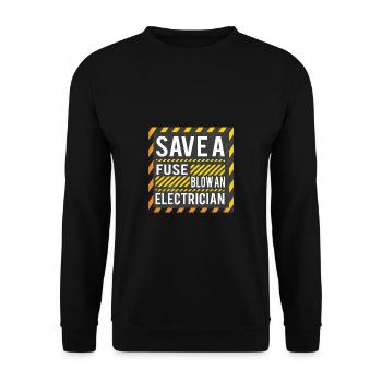 Lustige Elektriker Sprüche I Eliktriker - Unisex Pullover - Schwarz - Vorne - Alina (178cm) & Michal (187cm)