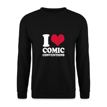 Comic Messe I Love Comic Conventions - Unisex Pullover - Schwarz - Vorne - Alina (178cm) & Michal (187cm)