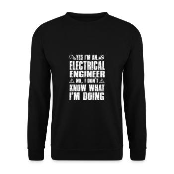 Lustige Elektriker Sprüche I Eliktriker - Unisex Pullover - Schwarz - Vorne - Alina (178cm) & Michal (187cm)