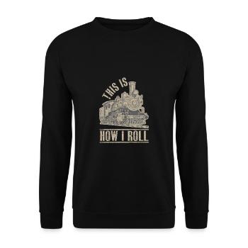 Lokführer Bahn Design I Model Eisenbahn - Unisex Pullover - Schwarz - Vorne - Alina (178cm) & Michal (187cm)