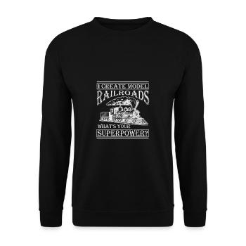 Lokführer Bahn Design I Model Eisenbahn - Unisex Pullover - Schwarz - Vorne - Alina (178cm) & Michal (187cm)