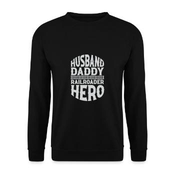 Lokführer Bahn Design I Model Eisenbahn - Unisex Pullover - Schwarz - Vorne - Alina (178cm) & Michal (187cm)