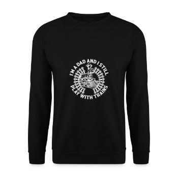 Lokführer Bahn Design I Model Eisenbahn - Unisex Pullover - Schwarz - Vorne - Alina (178cm) & Michal (187cm)