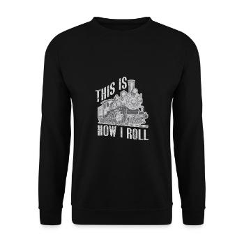 Lokführer Bahn Design I Model Eisenbahn - Unisex Pullover - Schwarz - Vorne - Alina (178cm) & Michal (187cm)