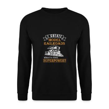 Lokführer Bahn Design I Model Eisenbahn - Unisex Pullover - Schwarz - Vorne - Alina (178cm) & Michal (187cm)