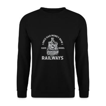 Lokführer Bahn Design I Model Eisenbahn - Unisex Pullover - Schwarz - Vorne - Alina (178cm) & Michal (187cm)
