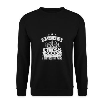 Lusitger Schachspieler Spruch I Schach - Unisex Pullover - Schwarz - Vorne - Alina (178cm) & Michal (187cm)