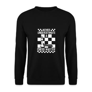 Lusitger Schachspieler Spruch I Schach - Unisex Pullover - Schwarz - Vorne - Alina (178cm) & Michal (187cm)