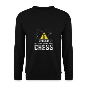 Lusitger Schachspieler Spruch I Schach - Unisex Pullover - Schwarz - Vorne - Alina (178cm) & Michal (187cm)