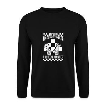 Lusitger Schachspieler Spruch I Schach - Unisex Pullover - Schwarz - Vorne - Alina (178cm) & Michal (187cm)