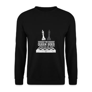 Lusitger Schachspieler Spruch I Schach - Unisex Pullover - Schwarz - Vorne - Alina (178cm) & Michal (187cm)
