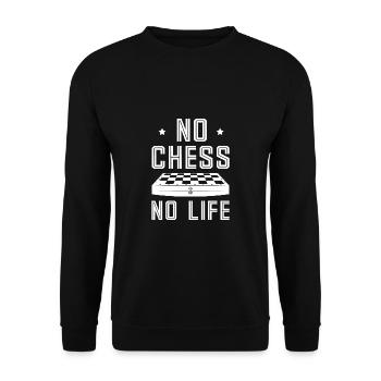 Lusitger Schachspieler Spruch I Schach - Unisex Pullover - Schwarz - Vorne - Alina (178cm) & Michal (187cm)