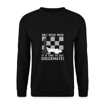 Lusitger Schachspieler Spruch I Schach - Unisex Pullover - Schwarz - Vorne - Alina (178cm) & Michal (187cm)