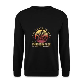 Fotografen Spruch Hobby Fotograf - Unisex Pullover - Schwarz - Vorne - Alina (178cm) & Michal (187cm)