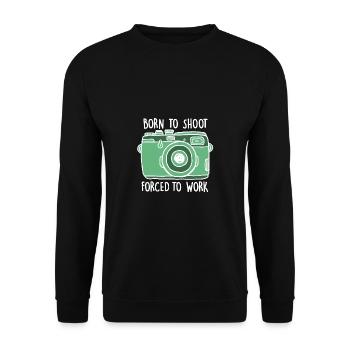 Fotografen Spruch Hobby Fotograf - Unisex Pullover - Schwarz - Vorne - Alina (178cm) & Michal (187cm)