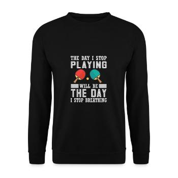 Lustiger Tischtennis Spruch Tischtennis - Unisex Pullover - Schwarz - Vorne - Alina (178cm) & Michal (187cm)