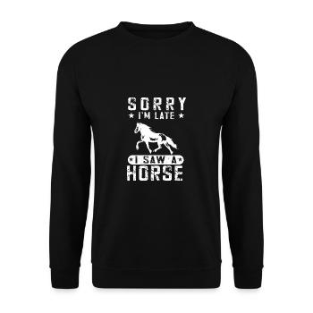 Schönes Reiten Pferde Spruch für Reiter - Unisex Pullover - Schwarz - Vorne - Alina (178cm) & Michal (187cm)