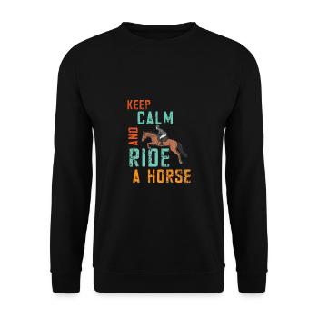 Schönes Reiten Pferde Spruch für Reiter - Unisex Pullover - Schwarz - Vorne - Alina (178cm) & Michal (187cm)