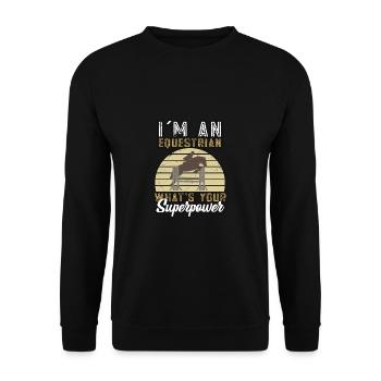 Schönes Reiten Pferde Spruch für Reiter - Unisex Pullover - Schwarz - Vorne - Alina (178cm) & Michal (187cm)