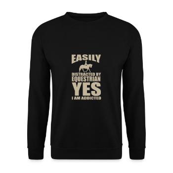 Schönes Reiten Pferde Spruch für Reiter - Unisex Pullover - Schwarz - Vorne - Alina (178cm) & Michal (187cm)