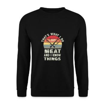 Metzger Fleischer Sprücher I Metzgerei - Unisex Pullover - Schwarz - Vorne - Alina (178cm) & Michal (187cm)