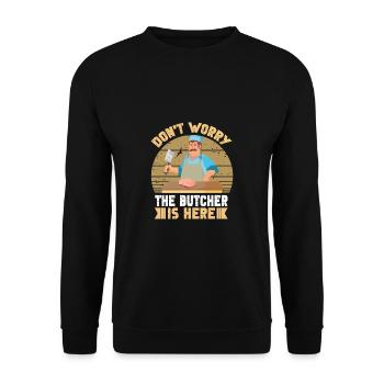 Metzger Fleischer Sprücher I Metzgerei - Unisex Pullover - Schwarz - Vorne - Alina (178cm) & Michal (187cm)