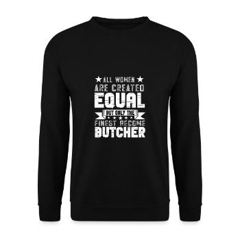 Metzger Fleischer Sprücher I Metzgerei - Unisex Pullover - Schwarz - Vorne - Alina (178cm) & Michal (187cm)