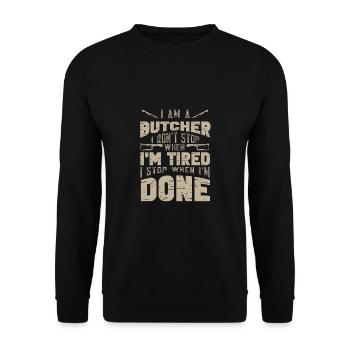Metzger Fleischer Sprücher I Metzgerei - Unisex Pullover - Schwarz - Vorne - Alina (178cm) & Michal (187cm)