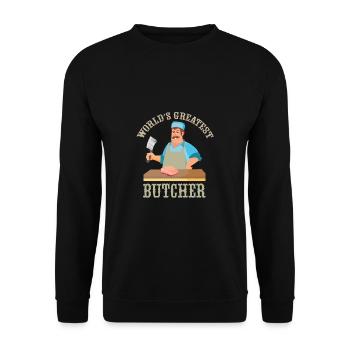 Metzger Fleischer Sprücher I Metzgerei - Unisex Pullover - Schwarz - Vorne - Alina (178cm) & Michal (187cm)
