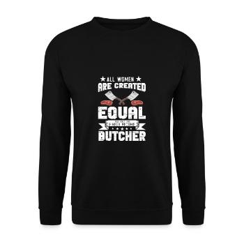 Metzger Fleischer Sprücher I Metzgerei - Unisex Pullover - Schwarz - Vorne - Alina (178cm) & Michal (187cm)