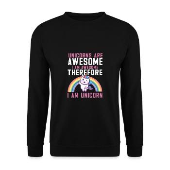 Lustiger Einhorn Spruch I Einhörner - Unisex Pullover - Schwarz - Vorne - Alina (178cm) & Michal (187cm)