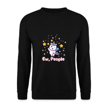 Lustiger Einhorn Spruch I Einhörner - Unisex Pullover - Schwarz - Vorne - Alina (178cm) & Michal (187cm)