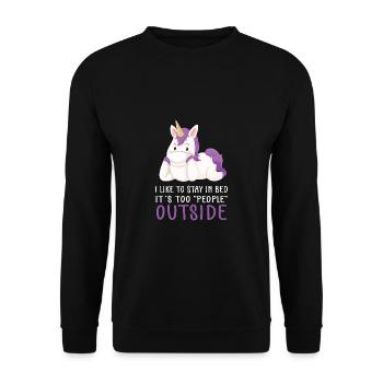 Lustiger Einhorn Spruch I Einhörner - Unisex Pullover - Schwarz - Vorne - Alina (178cm) & Michal (187cm)