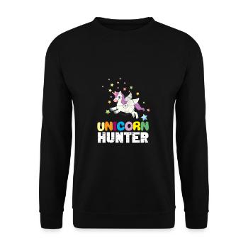 Lustiger Einhorn Spruch I Einhörner - Unisex Pullover - Schwarz - Vorne - Alina (178cm) & Michal (187cm)