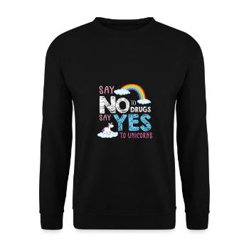 Lustiger Einhorn Spruch I Einhörner - Unisex Pullover - Schwarz - Vorne - Alina (178cm) & Michal (187cm)