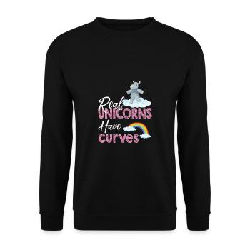 Lustiger Einhorn Spruch I Einhörner - Unisex Pullover - Schwarz - Vorne - Alina (178cm) & Michal (187cm)