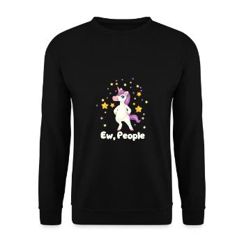 Lustiger Einhorn Spruch I Einhörner - Unisex Pullover - Schwarz - Vorne - Alina (178cm) & Michal (187cm)