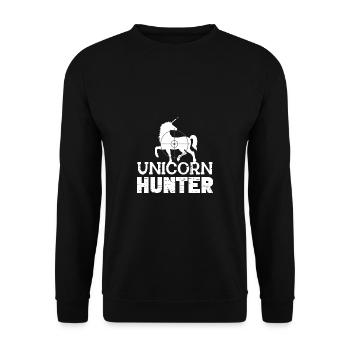 Lustiger Einhorn Spruch I Einhörner - Unisex Pullover - Schwarz - Vorne - Alina (178cm) & Michal (187cm)