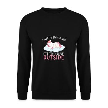 Lustiger Einhorn Spruch I Einhörner - Unisex Pullover - Schwarz - Vorne - Alina (178cm) & Michal (187cm)