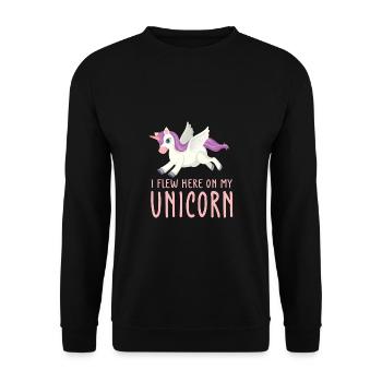 Lustiger Einhorn Spruch I Einhörner - Unisex Pullover - Schwarz - Vorne - Alina (178cm) & Michal (187cm)